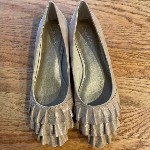 New Seychelles Anthropologie pointed toe flats gold metallic size 7.5 - Picture 7 of 10